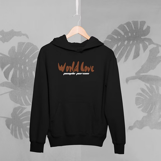 Black hoodie with World Love 