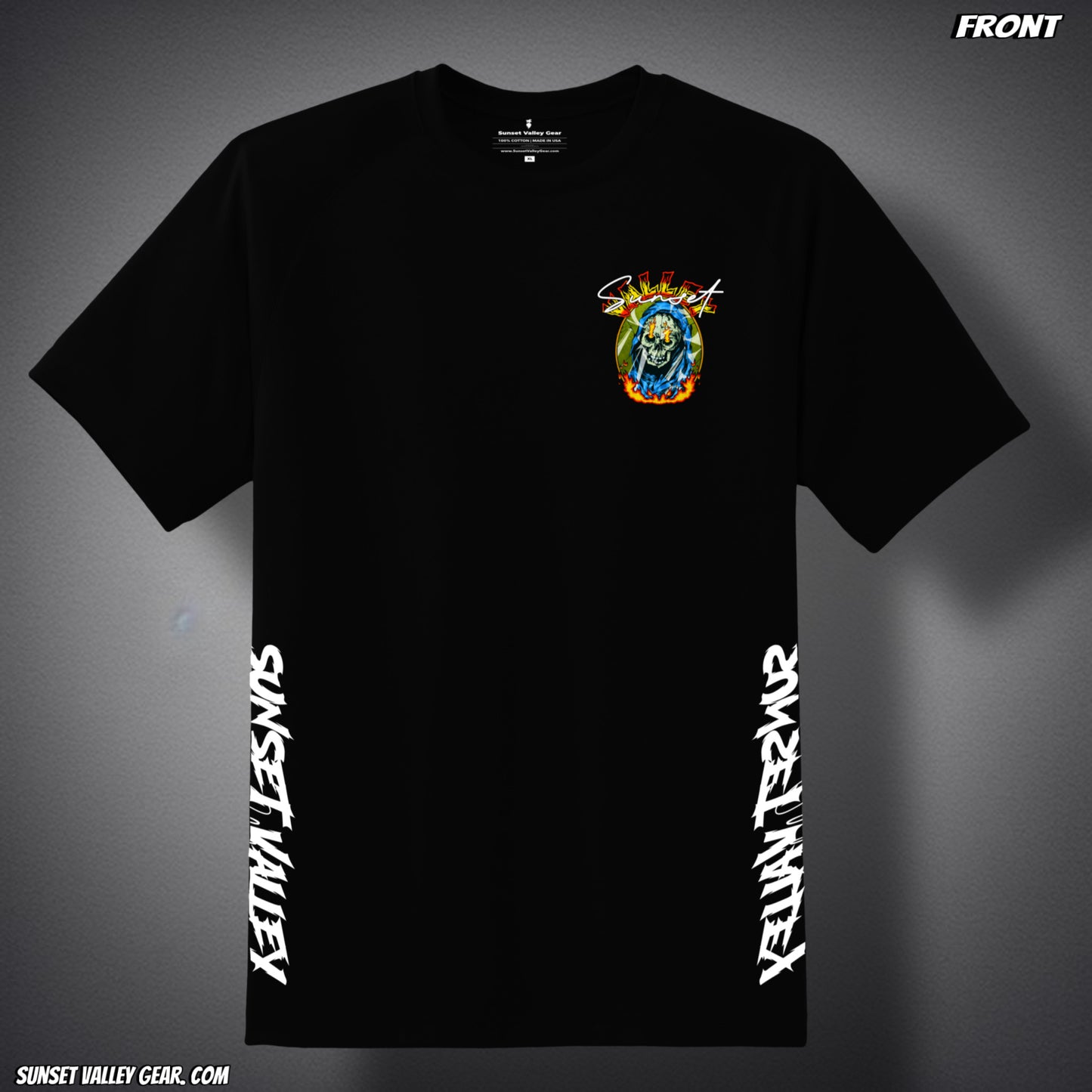 Sunset Valley Gear metal Eagle 2.0 front view Heavy metal vibes, skull, California USA design for everyone unisex on sale