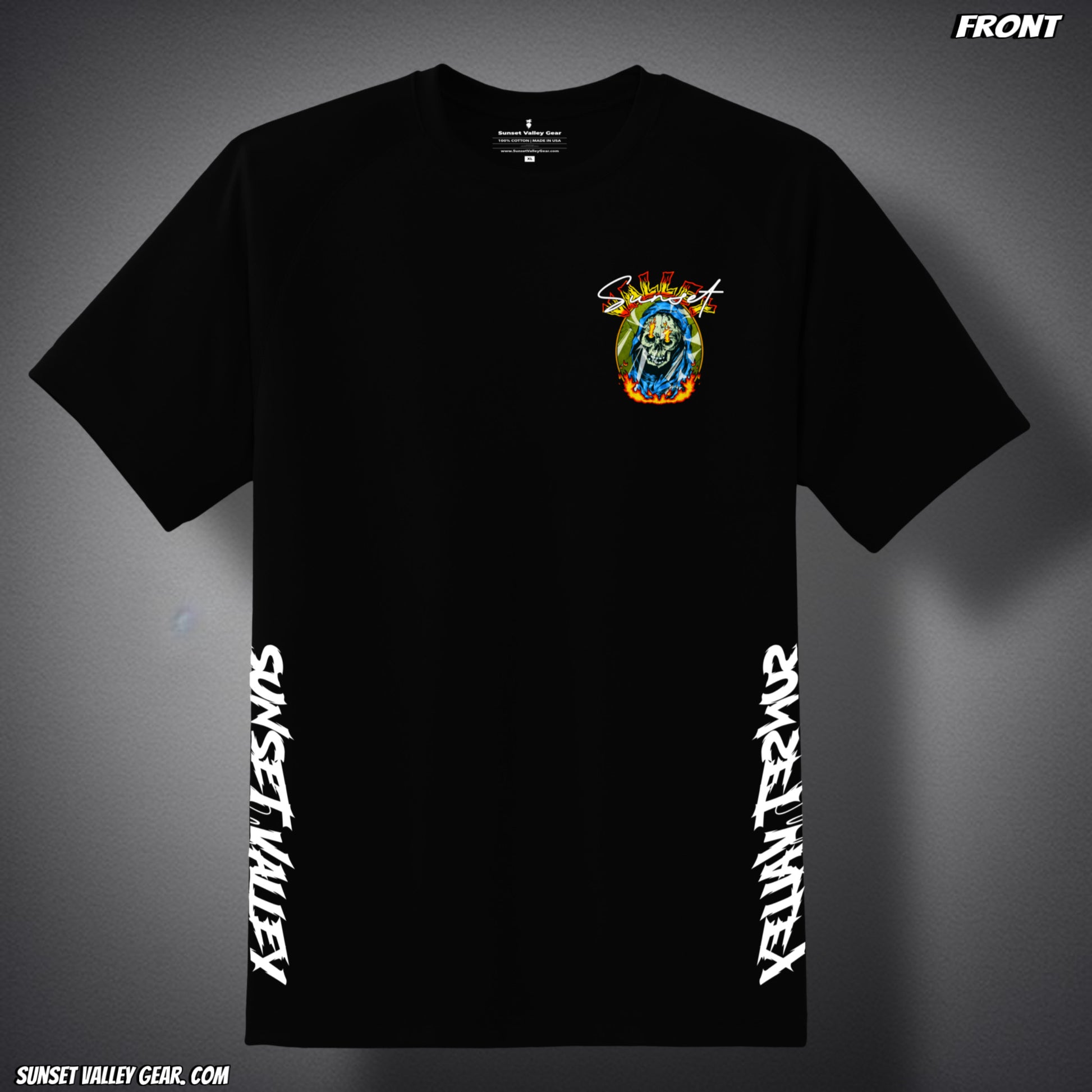 Sunset Valley Gear metal Eagle 2.0 front view Heavy metal vibes, skull, California USA design for everyone unisex on sale