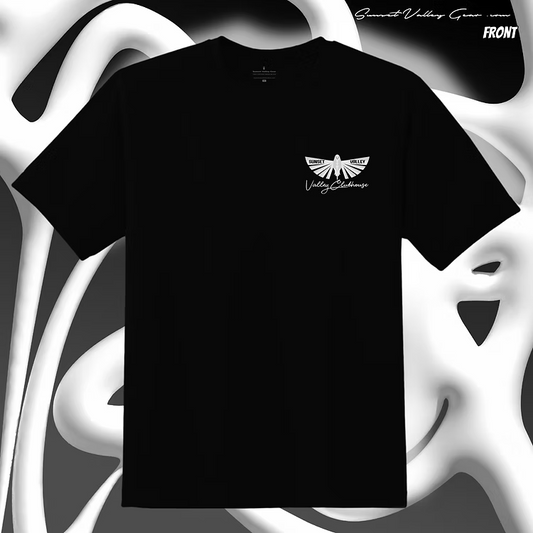 Unisex Black Sunset Valley Gear Flying Bird T-shirt Front